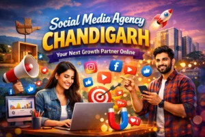 Social media agency in Chandigarh, promoting online business growth and digital marketing strategies for clients.