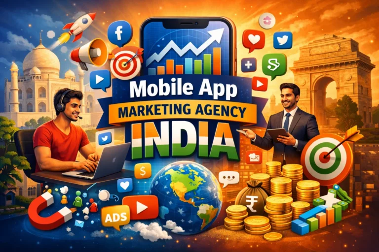 Mobile app marketing agency in India specializing in digital marketing strategies for app promotion and user engagement.