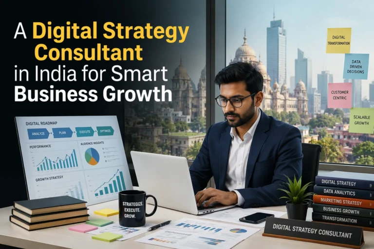 Digital strategy consultant in India guiding businesses to develop sustainable online growth plans.